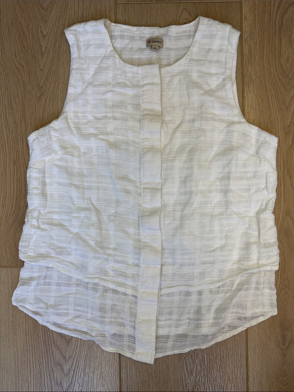 Cotton Gauze Textured Tank White Sleeveless Shell Button Down Coastal Cremieux S